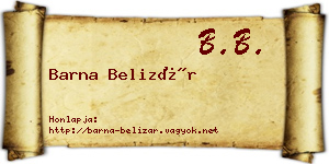 Barna Belizár névjegykártya